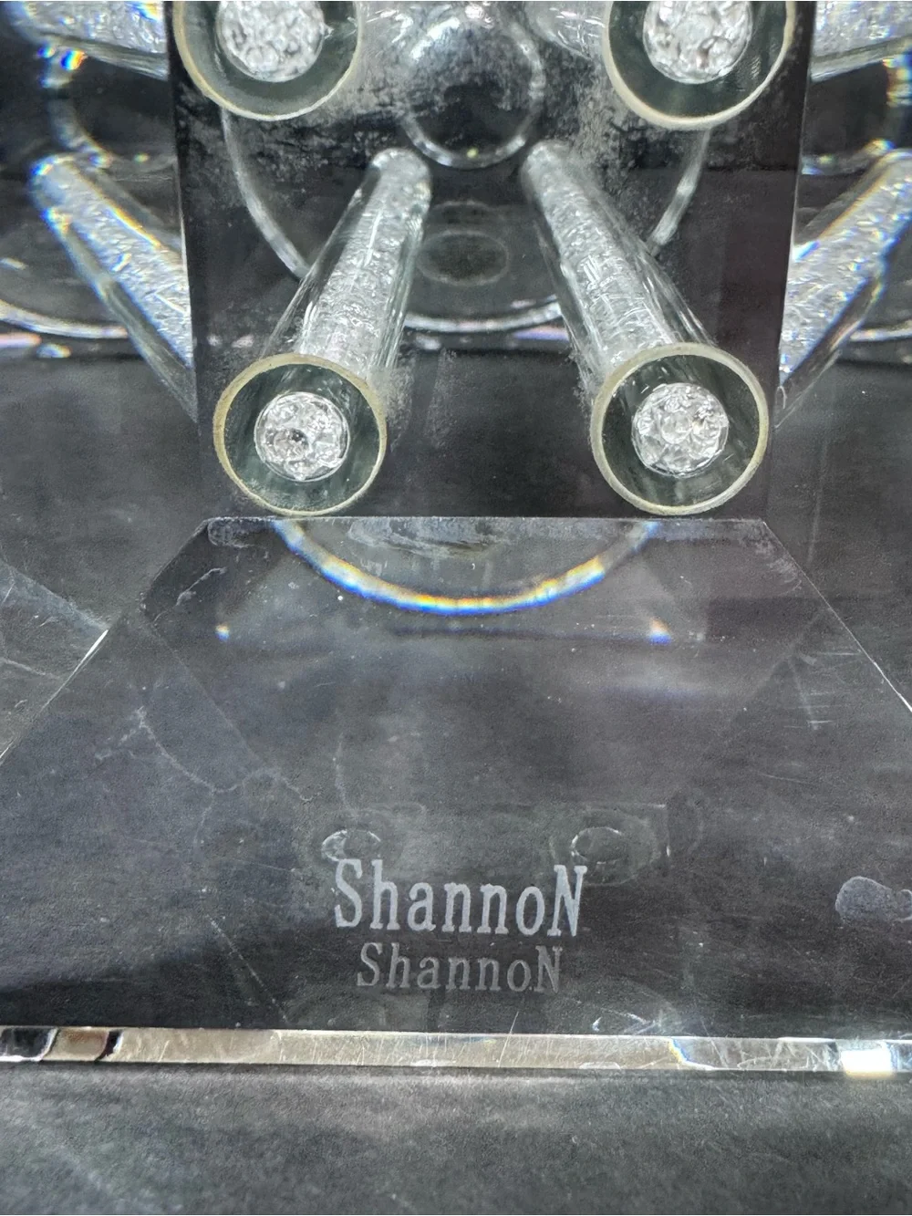 Shannon Crystal Candle Holders Set of 2 Rhinestone Square 7” & 9”